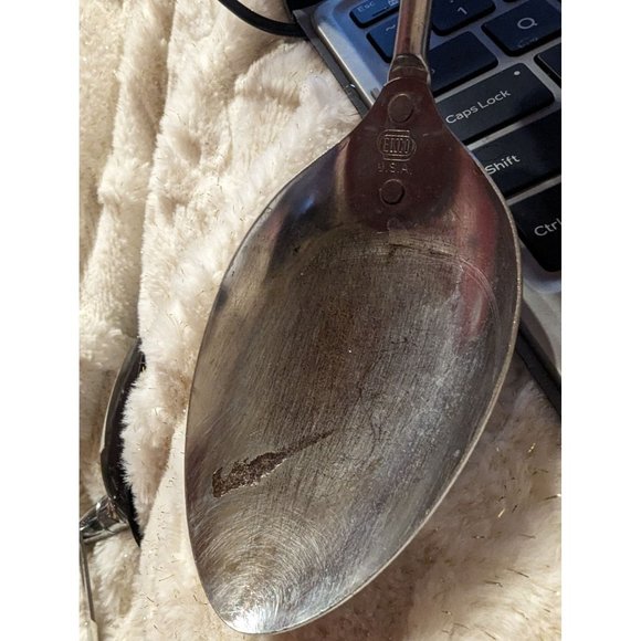 Ekco Chromium Plated Solid Serving Spoon 12" Black Wood Handle - Picture 3 of 7